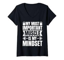 Damen Powerlifting Bodybuilder Important My Mindset Gym T-Shirt mit V-Ausschnitt von Lustige Gewichtheber Shirts Für Männer Frauen