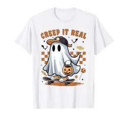 Halloween Kostüm Jungen Mädchen Kinder Geist Skateboard T-Shirt von Lustige Halloween Kostüme Shirts