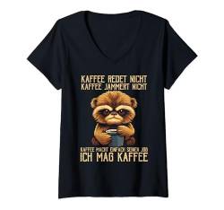 Damen Kaffee Redet Nicht Kaffee Jammert Nicht Spruch Faultier T-Shirt mit V-Ausschnitt von Lustige Kaffee Sprüche Coffee Statement Shop