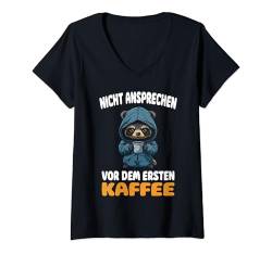 Damen Nicht Ansprechen Vor Dem Ersten Kaffee Sloth Spruch Faultier T-Shirt mit V-Ausschnitt von Lustige Kaffee Sprüche Coffee Statement Shop