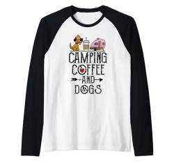 Lustige Camping-Kaffee- und Hunde-Natur-Outdoor-Grafiken Raglan von Lustige Outdoor-Urlaubsliebhaber-Grafiken