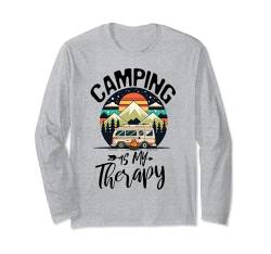 Mountain Funny Camping ist meine Therapie beim Wandern Langarmshirt von Lustige Outdoor-Urlaubsliebhaber-Grafiken