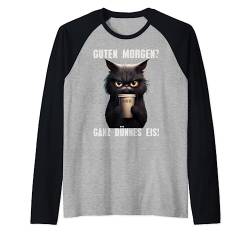 Guten Morgen Ganz Dünnes Eis Schwarze Katze Morgenmuffel Raglan von Lustige Pajama Designs für Damen Herren und Kinder