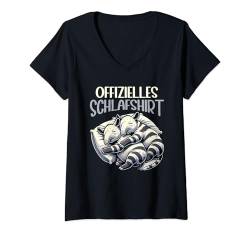 Damen Offizielles Schlafshirt Lustiger Tapir Pyjama Schlafanzug T-Shirt mit V-Ausschnitt von Lustige Schlafmütze Langschläfer Nachthemd