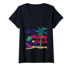 Damen Strand Sonne Meer Nobody Likes a Shady Beach T-Shirt mit V-Ausschnitt von Lustige Tiermotive