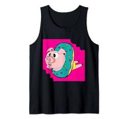 Lustiges Schwein in Badehose in einem Donut Tank Top von Lustige Tiermotive