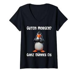 Damen Ironisch Geschenke Pinguin Morgenmuffel Müde Büro Humor Faul T-Shirt mit V-Ausschnitt von Lustige Tshirt Humor Sarkasmus Ironisch Witzig