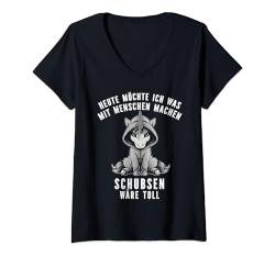 Damen Witzige Geschenke Einhorn Ironie Schwarzer Humor Sarkastisch T-Shirt mit V-Ausschnitt von Lustige Tshirt Humor Sarkasmus Ironisch Witzig