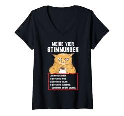 Damen Witzige Geschenke Katze Ironie Schwarzer Humor Sarkastisch T-Shirt mit V-Ausschnitt von Lustige Tshirt Humor Sarkasmus Ironisch Witzig