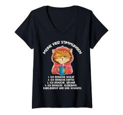 Damen Witzige Geschenke Katze Ironie Schwarzer Humor Sarkastisch T-Shirt mit V-Ausschnitt von Lustige Tshirt Humor Sarkasmus Ironisch Witzig