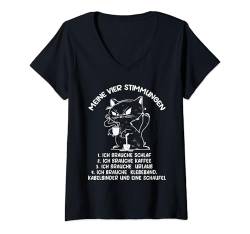 Damen Witzige Geschenke Katze Ironie Schwarzer Humor Sarkastisch T-Shirt mit V-Ausschnitt von Lustige Tshirt Humor Sarkasmus Ironisch Witzig