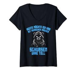 Damen Witzige Geschenke Panda Ironie Schwarzer Humor Sarkastisch T-Shirt mit V-Ausschnitt von Lustige Tshirt Humor Sarkasmus Ironisch Witzig