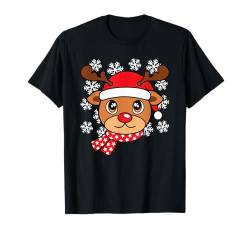 Niedliches Rentier Gesicht Weihnachten Familien Weihnachts T-Shirt von Lustige Weihnachtsbekleidung Damen Herren Kinder