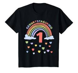 Kinder Ich bin 1 Jahr erster Geburtstag Regenbogen T-Shirt von Lustiger Kinder Geburtstag Jungen und Mädchen