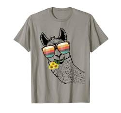 Vintages Alpaka-Lama mit Brille, lustige Tiergrafiken T-Shirt von Lustiger Lama-Alpaka-Tierliebhaber