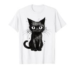 Katze Lustig Geschenk I Retro Black Cat I Schwarze Katze T-Shirt von Lustiger Spruch I Tiere & Spaß I Damen & Herren