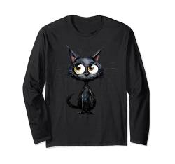 Katzen mit großen Augen I lustiges Katzen Langarmshirt von Lustiger Spruch I Tiere & Spaß I Damen & Herren