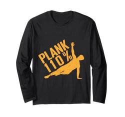 Fitness Fanatics Plank 110% Calisthenics Gym Langarmshirt von Funny Saying Workout Shirts Burpees Shirts