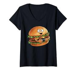 Damen Lustiges Fast Food Gamer Burger Gaming Pizza Zocken Zocker T-Shirt mit V-Ausschnitt von Lustiges Gaming Fast Food Kostüm Pommes Taco Essen