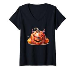 Damen Lustiges Halloween Kostüm für Herren, Damen und Kinder T-Shirt mit V-Ausschnitt von Lustiges Kostüm für Kürbis-, Geister und Hexen