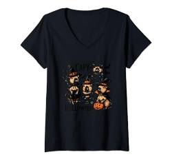 Damen Lustiges Halloween Kostüm für Herren, Damen und Kinder T-Shirt mit V-Ausschnitt von Lustiges Kostüm für Kürbis-, Geister und Hexen