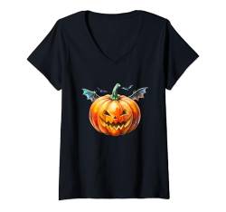 Damen Lustiges Halloween Kostüm für Herren, Damen und Kinder T-Shirt mit V-Ausschnitt von Lustiges Kostüm für Kürbis-, Geister und Hexen