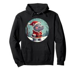 Niedliches Mood Deng Weihnachten Outfit Baby Nilpferd Hippo Pullover Hoodie von Lustiges Nilpferd Weihnachtsoutfit Moo Deng Kinder