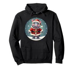 Niedliches Mood Deng Weihnachten Outfit Baby Nilpferd Hippo Pullover Hoodie von Lustiges Nilpferd Weihnachtsoutfit Moo Deng Kinder