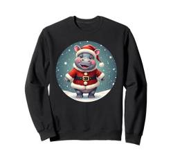 Niedliches Mood Deng Weihnachten Outfit Baby Nilpferd Hippo Sweatshirt von Lustiges Nilpferd Weihnachtsoutfit Moo Deng Kinder