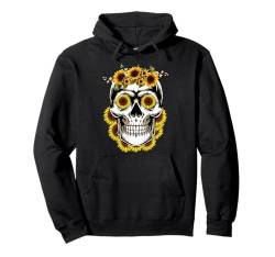 Damen Totenkopf Bandana Stirnband Floral Halloween Totenkopf Pullover Hoodie von Lustiges Totenkopf-Halloween-Skelett für Frauen