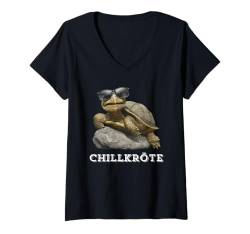 Damen Witzige Geschenke Opa Schildkröte Funny Sprüche Sarkasmus T-Shirt mit V-Ausschnitt von Lustiges Tshirt Opa Oma Witzig Humor Faul Fun