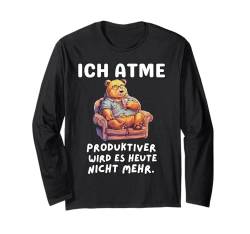 Witzige Geschenke Bär Faul Büro Funny Sprüche Sarkasmus Langarmshirt von Lustiges Tshirt Witzig Humor Faulenzer Faul Fun