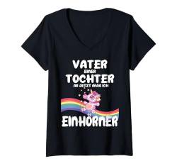 Damen Lustiges Vater einer Tochter Einhörner Geburt Baby T-Shirt mit V-Ausschnitt von Lustiges Vater einer Tochter Einhörner Geburt Baby