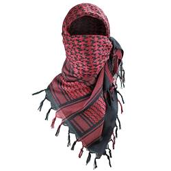 Luxns Militärischer Shemagh Taktischer Wüsten-Schal / 100% Baumwolle Keffiyeh Schal Wrap für Damen und Herren, Schwarz Rot, Einheitsgröße von Luxns