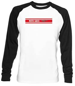 Moto GuzziStripes Unisex Weiß Baseball T-Shirt Herren Damen Baseball T-Shirt von Luxogo