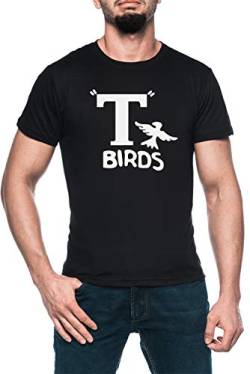 T Birds from Grease Herren Schwarz T-Shirt Kurzarm Men's Black T-Shirt XXL von Luxogo