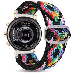 LvBu Armband Kompatibel mit Movado 2.0, Einstellbar Stoff Armbänder, Weich und Dehnbar Elastizität Ersatzband für Movado 2.0 Smartwatch (42mm, Bohemien) von LvBu