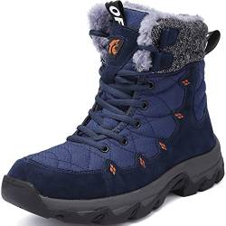 Lvptsh Herren Damen Winterstiefel Schneestiefel Wasserdicht Warme Gefüttert Anti-Rutsch Trekking Wanderschuhe Winterschuhe Outdoor Boots Stiefeletten,Blau,EU44 von Lvptsh