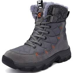 Lvptsh Herren Damen Winterstiefel Schneestiefel Wasserdicht Warme Gefüttert Anti-Rutsch Trekking Wanderschuhe Winterschuhe Outdoor Boots Stiefeletten,Grau,EU40 von Lvptsh