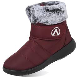 Lvptsh Schneestiefel Wasserdicht Damen Herren Winterstiefel Pelz Gefüttert Stiefeletten Frauen Outdoor Kurzschaft Stiefel Warme Booties Leichte Winterboots,Red,EU41 von Lvptsh