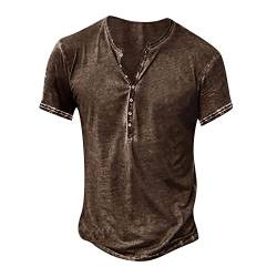 T-Shirts für Herren T Shirt Herren Henley Shirt Herren Kurzarm T Shirt Herren V Ausschnitt Retro Shirt Herren Mode T Shirt Slim Fit Herren Tops für Herren Vintage Clothes von Lxitoler