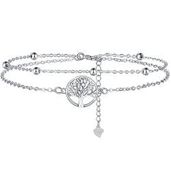 Lydreewam Lebensbaum Armband für Damen 925 Sterling Silber Baum des Lebens Doppel Armkette mit Geschenkbox für Geburtstag Muttertag Weihnachten, verstellbar 17+4cm von Lydreewam