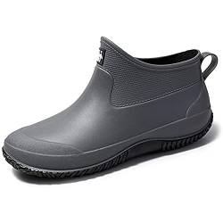 Lyuu Gartenschuhe Unisex Gummistiefel Regenstiefel Wasserdicht Leicht Outdoor Spaziergang Kurz Stiefeletten Herren oder Damen (E-Grau, numeric_39) von Lyuu