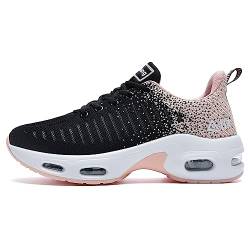 M MAGPER Air Laufschuhe Damen Arch Support Sportschuhe mit Luftpolster Turnschuhe Stoßfest Tennisschuhe Leicht Atmungsaktiv Joggingschuhe Bequem Walkingschuhe - Schwarz Rosa - 40 EU von M MAGPER