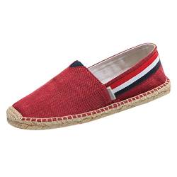 M&Catree Espadrilles für Damen Herren Vintage Ethno Slip-On Pumps Halbschuhe Sommerschuhe - Rot, CN 40 (EU 39) von M&Catree