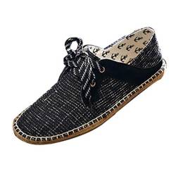 M&Catree Espadrilles für Herren Casual Canvas Flache Schuhe Atmungsaktiv Slip-On Halbschuhe Moccasins - Schwarz, CN 41 (EU 40) von M&Catree