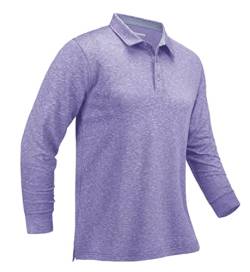 MAGCOMSEN Herren Golfshirt Langarm Polo T-Shirt Quick Dry Outdoorshirt Leicht Freizeit Polohemd Herren Tactical Funktionsshirts Sport Oberteil Shirt mit 3-Knopfleiste Hellviolett M von MAGCOMSEN