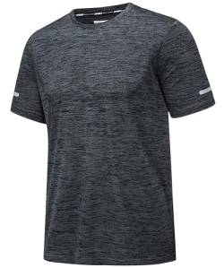 MAGCOMSEN Herren T-Shirts Sport Kurzarm Shirts Sommer Joggingshirts Quick Dry Trainingsshirt Herren Gym Funktionsshirts Leicht Stretch Tops Regular Fit Outdoor Tshirt Schwarz M von MAGCOMSEN