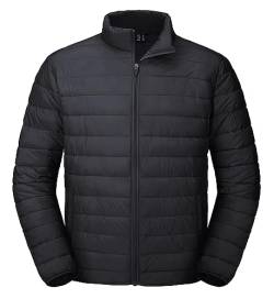 MAGCOMSEN Herren Warme Daunenjacke Puffer Outdoorjacke Wasserdicht Winter Jacken Männer Full Zip Warme Wanderjacke Leicht Stepp Übergangsjacke mit Mehrfachtaschen Schwarz 3XL von MAGCOMSEN