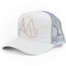 MAGGIORE Samt Herren Kappe Unlimited M Graue Kappe mit Netzrücken, Verstellbarem Verschluss & Weiße Logo gestickt, Kleidung lässig & formell - Baseball Caps für Herren & Frauen von MAGGIORE